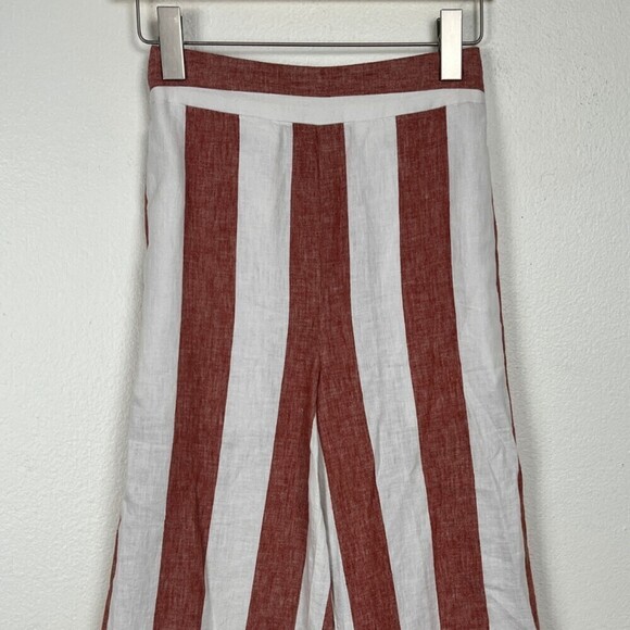 Madewell Huston Size XXS Linen Cotton Wide Leg Evely Stripe Pull On Crop Pants - Picture 4 of 13